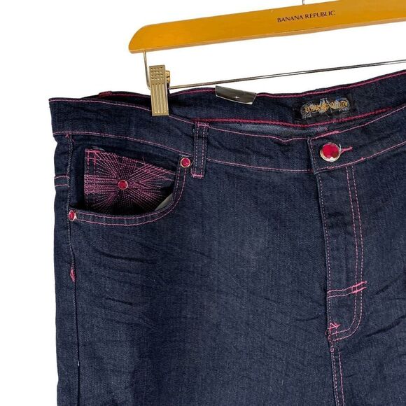 Old School Women's size 20 pink Embellished Blue stretch denim jeans - Picture 5 of 9